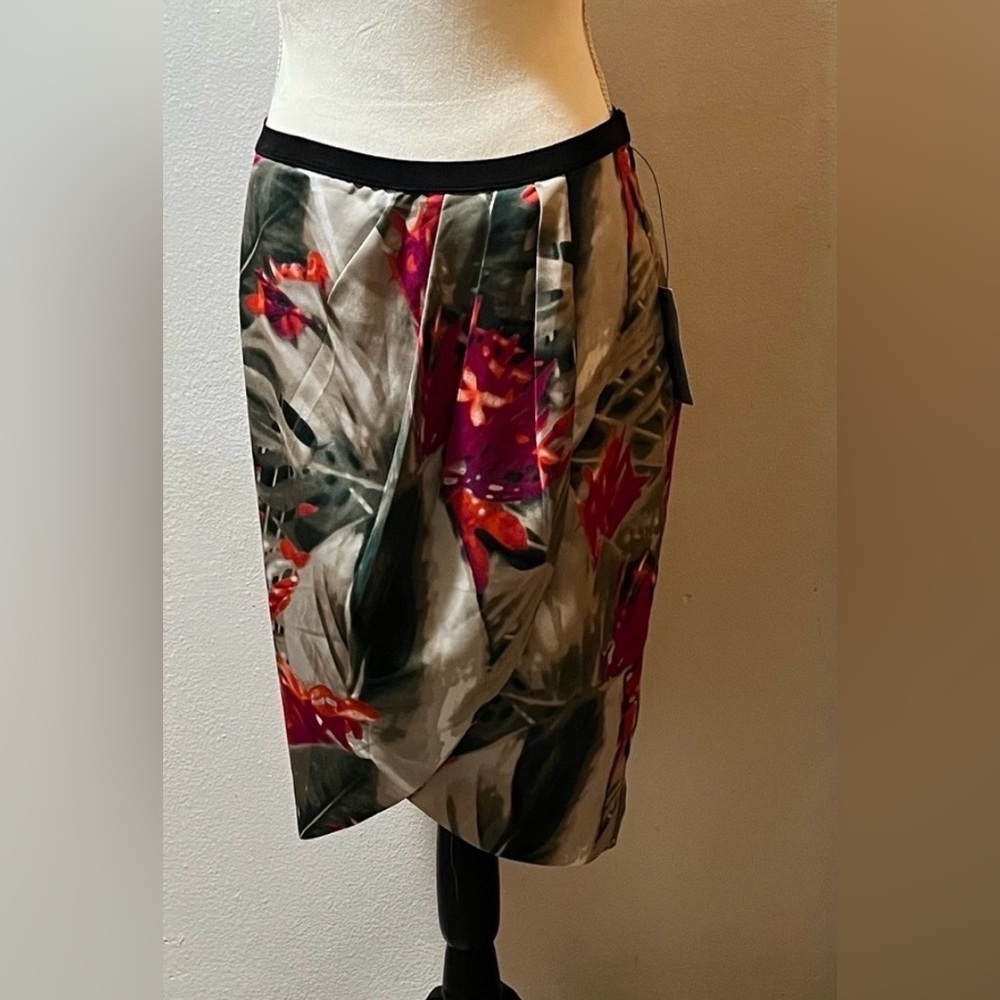 Worthington Floral Tulip Skirt in Fuchsia, Red, Black and Green